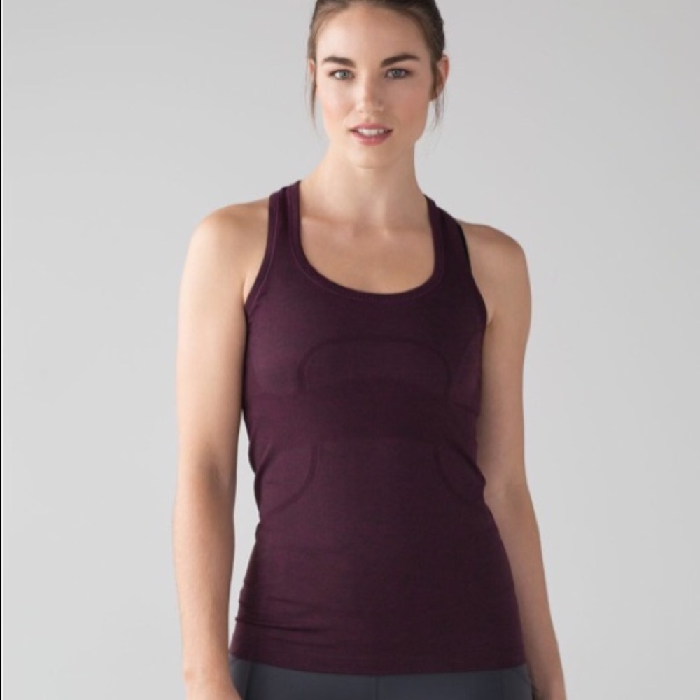 Swiftly racerback. Heathered purple/black